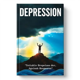 A book cover design depicting a powerful and uplifting scene representing the battle against depression