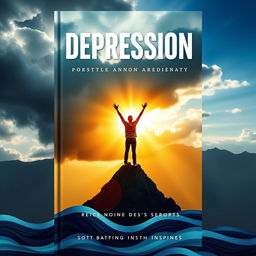 A book cover design depicting a powerful and uplifting scene representing the battle against depression