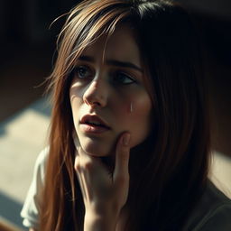 A deeply emotional artistic representation of a young woman expressing intense feelings