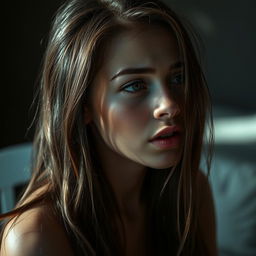 A deeply emotional artistic representation of a young woman expressing intense feelings
