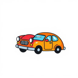 Hand-drawn colorful cartoon-style car stickers with a minimalist design, featuring very basic and simple illustrations