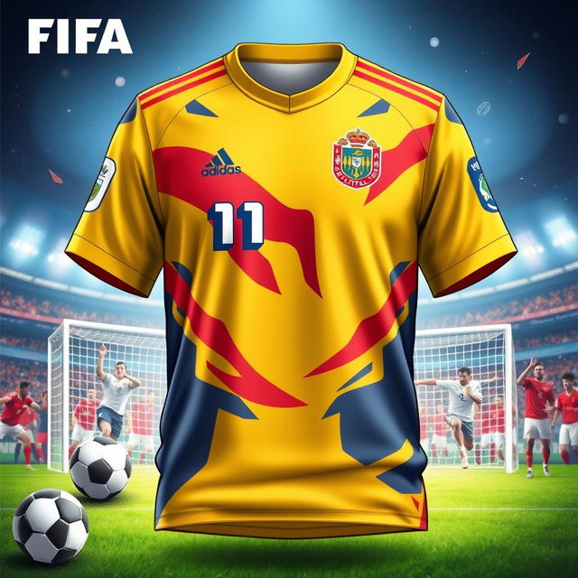 A detailed and stylish FIFA jersey design, showcasing vibrant colors and dynamic patterns