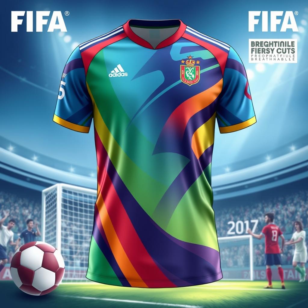A detailed and stylish FIFA jersey design, showcasing vibrant colors and dynamic patterns