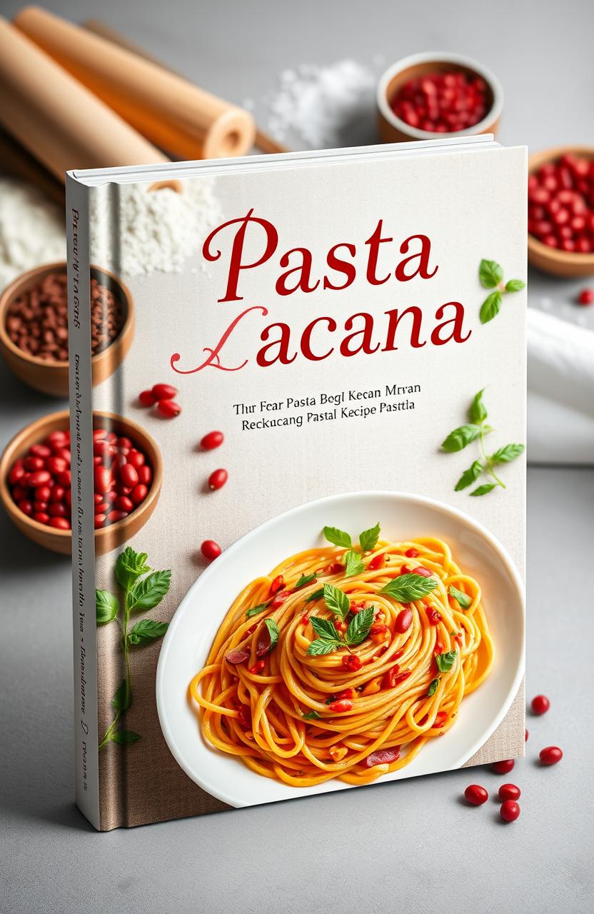 A vibrant and enticing book cover design for a recipe book on red bean pasta