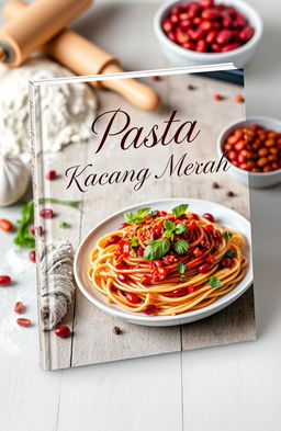 A vibrant and enticing book cover design for a recipe book on red bean pasta