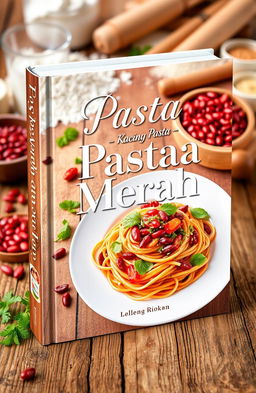 A vibrant and enticing book cover design for a recipe book on red bean pasta