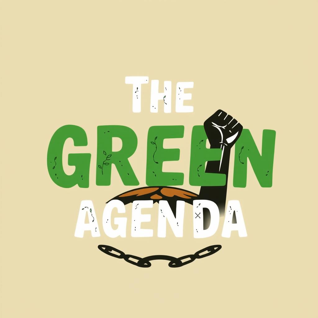 A dynamic and powerful logo design for an activist journal named 'The Green Agenda', centered on radical politics, ecology, and anti-colonial themes
