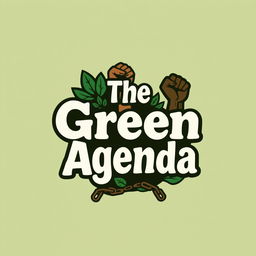 A dynamic and powerful logo design for an activist journal named 'The Green Agenda', centered on radical politics, ecology, and anti-colonial themes