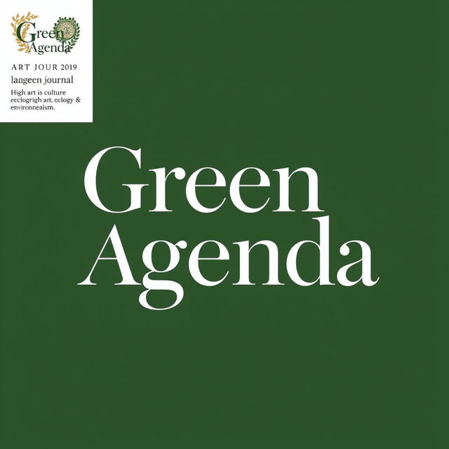 A refined and artistic logo design for a journal titled 'Green Agenda', which focuses on high art, culture, ecology, and environmentalism