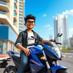 A 3D animated character named Deepak, who is 20 years old, wearing a stylish casual shirt underneath a white t-shirt