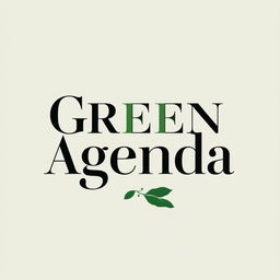 An elegant logo design for a high art, design, and culture journal named 'Green Agenda', centered around themes of ecology and environmentalism