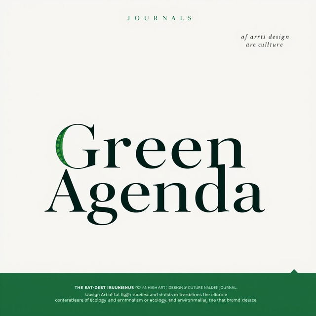 An elegant logo design for a high art, design, and culture journal named 'Green Agenda', centered around themes of ecology and environmentalism