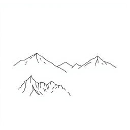 A minimalist representation of nature featuring mountains in a simple line art style