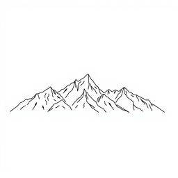 A minimalist representation of nature featuring mountains in a simple line art style