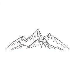 A minimalist representation of nature featuring mountains in a simple line art style
