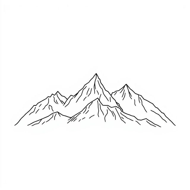 A minimalist representation of nature featuring mountains in a simple line art style