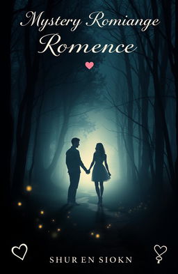 A captivating cover for a mystery romance short story, featuring an enchanting and misty forest at twilight