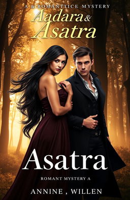 A romantic mystery cover for a short story featuring the characters Adara and Asatra