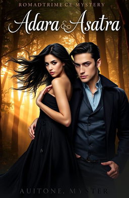 A romantic mystery cover for a short story featuring the characters Adara and Asatra