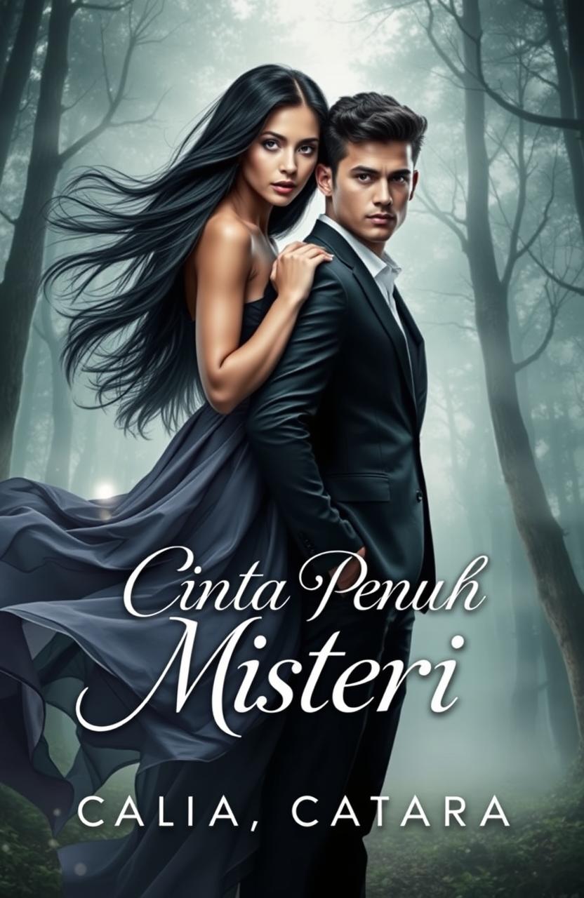 A captivating book cover for the story titled 'Cinta Penuh Misteri'