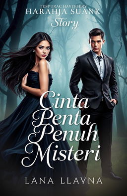 A captivating book cover for the story titled 'Cinta Penuh Misteri'