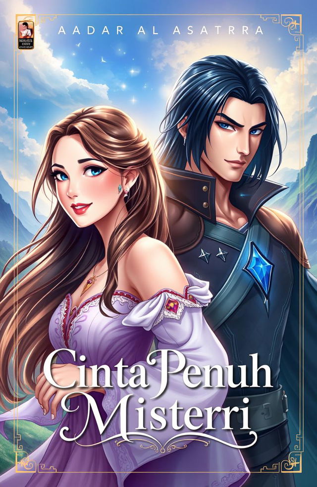 A beautiful cover illustration for the story 'Cinta Penuh Misteri', featuring two main characters: Adara and Asatra
