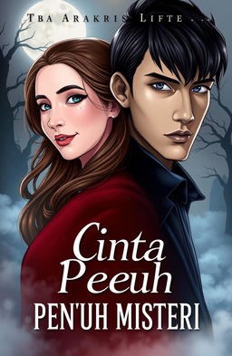 A stunning book cover featuring two main characters: Adara, a graceful woman with a soft demeanor and a sweet smile, and Asatra, a strong and impressive man with black hair, blue eyes, and a cold expression