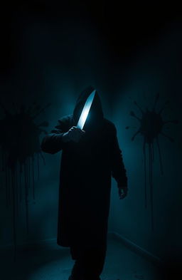 A dark, atmospheric scene set in a dimly lit room with ominous shadows, showcasing a mysterious plot twist