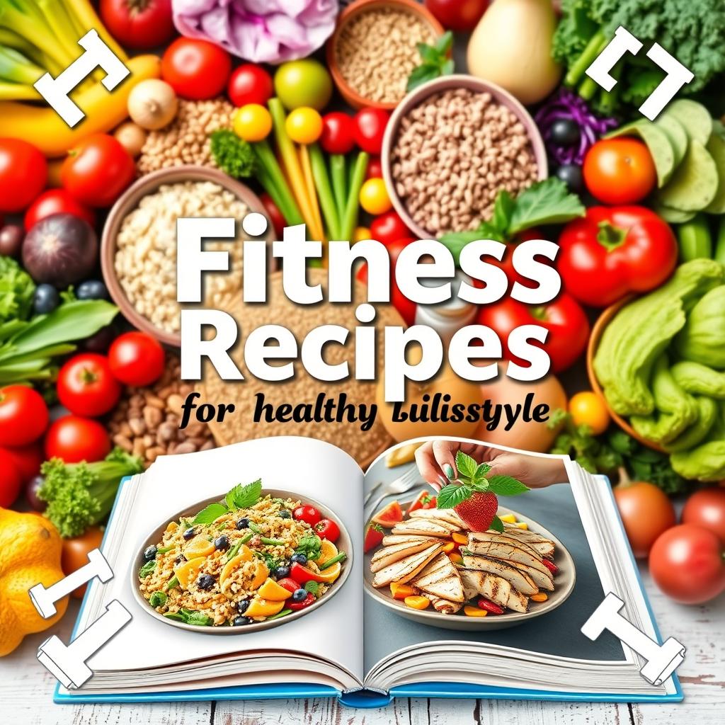 A vibrant and enticing cookbook cover featuring healthy fitness recipes