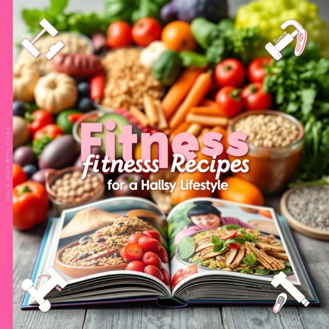 A vibrant and enticing cookbook cover featuring healthy fitness recipes