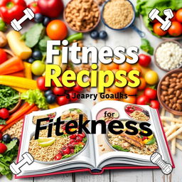 A vibrant and enticing cookbook cover featuring healthy fitness recipes