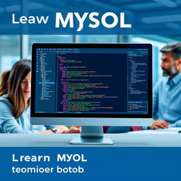 A visually engaging and educational representation of MySQL database management, featuring a sleek and modern user interface of a MySQL database application on a computer screen