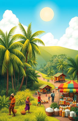A detailed illustration showcasing the economic potential of the Lontar tree in Rote Ndao