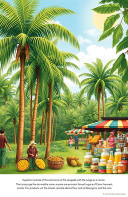 A detailed illustration showcasing the economic potential of the Lontar tree in Rote Ndao