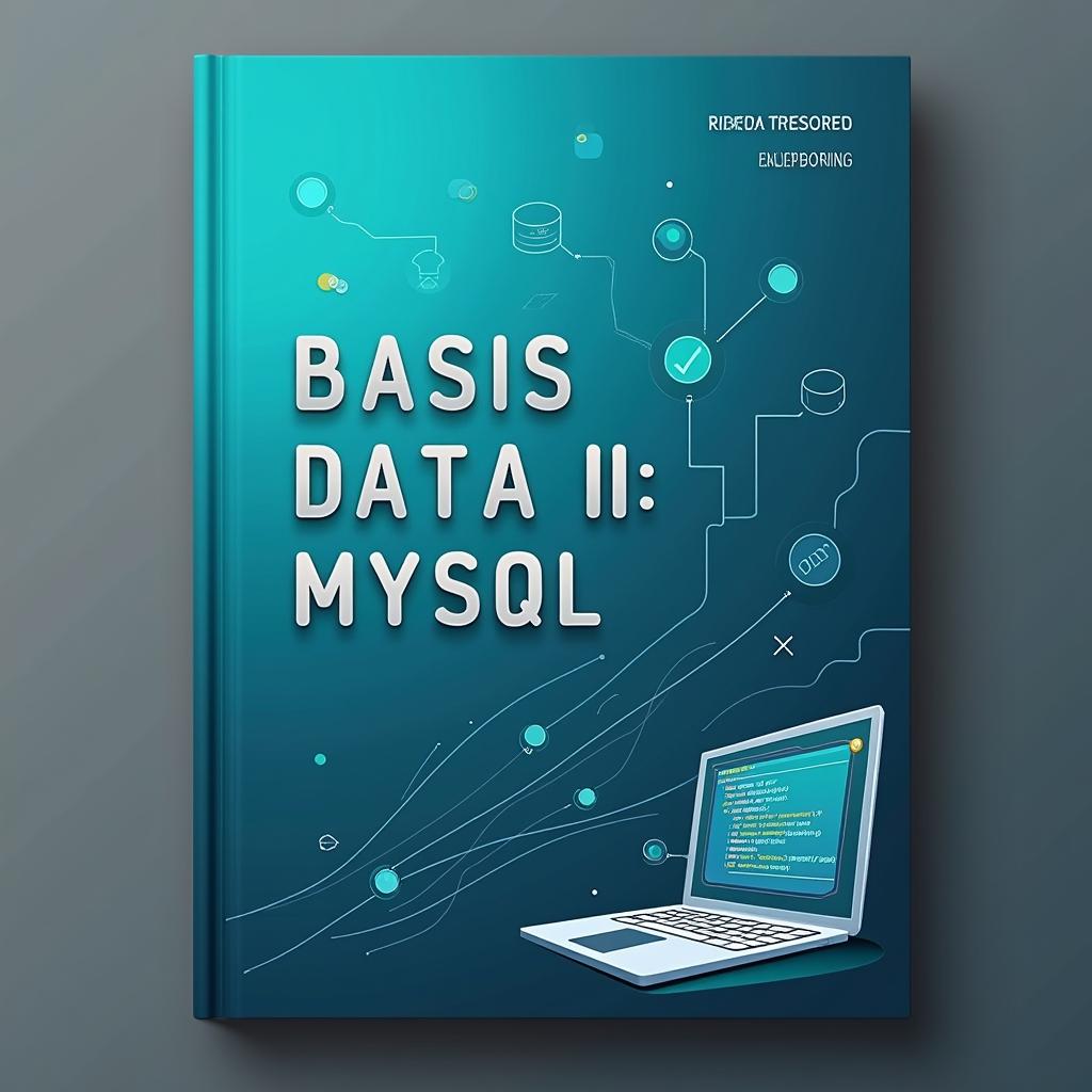 A visually engaging cover design for a textbook titled 'Basis Data II: MySQL', featuring a sleek, modern aesthetic that reflects the themes of database management and technology