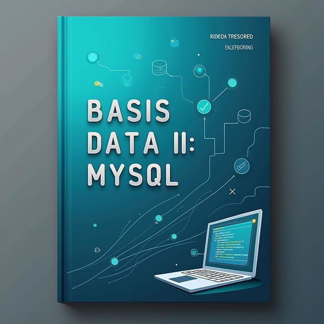 A visually engaging cover design for a textbook titled 'Basis Data II: MySQL', featuring a sleek, modern aesthetic that reflects the themes of database management and technology