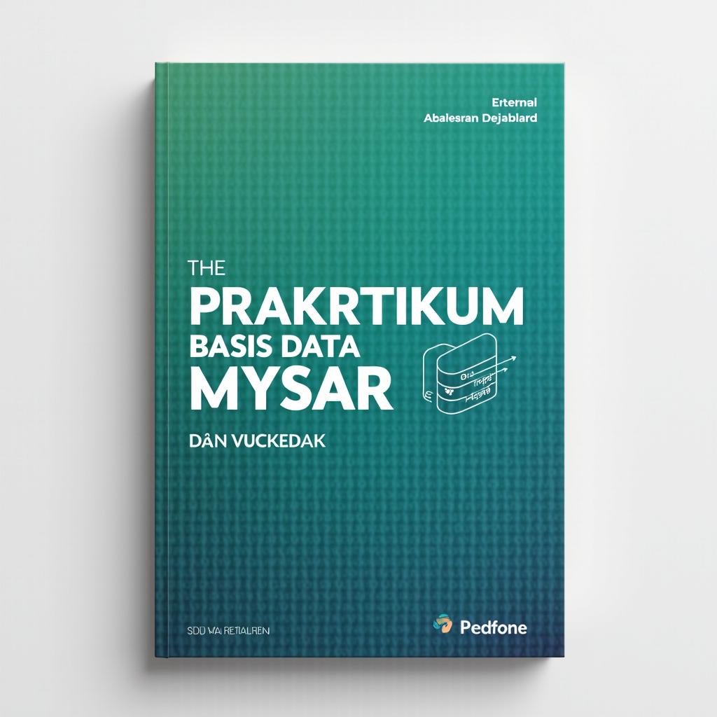 A book cover design for A4 titled 'Praktikum Basis Data MySQL Dasar'