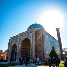 An architectural masterpiece, Tamerlane’s tomb, surrounded by majestic blue domes and intricate tile work in Uzbekistan