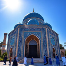 An architectural masterpiece, Tamerlane’s tomb, surrounded by majestic blue domes and intricate tile work in Uzbekistan