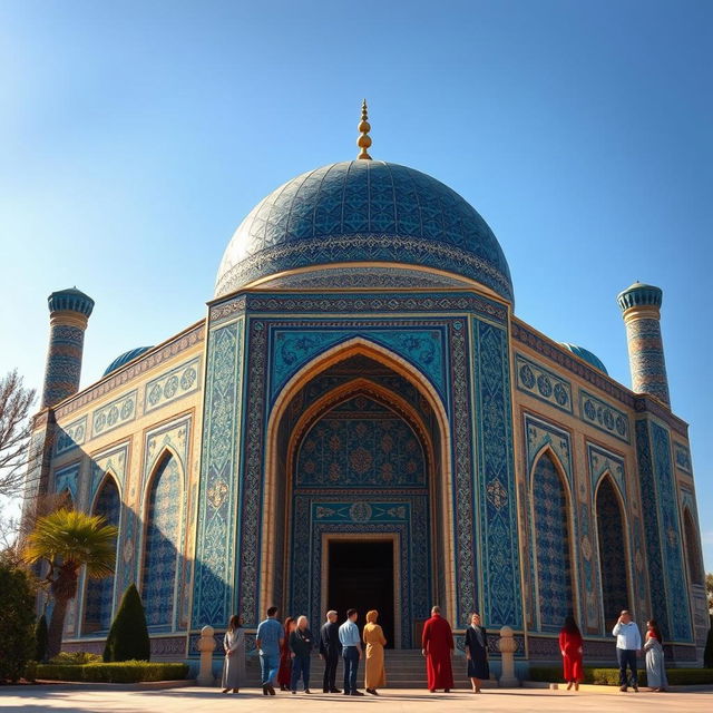 An architectural masterpiece, Tamerlane’s tomb, surrounded by majestic blue domes and intricate tile work in Uzbekistan