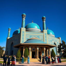 An architectural masterpiece, Tamerlane’s tomb, surrounded by majestic blue domes and intricate tile work in Uzbekistan