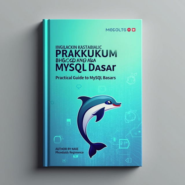 A sleek and modern A4 book cover design for 'Praktikum Basis Data MySQL Dasar'