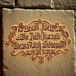 A highly detailed close-up shot of the curse inscription on Tamerlane's tomb, showcasing intricate calligraphy and ornate carvings