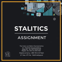 A professionally designed cover page for a Business Statistics Assignment, featuring beautiful and engaging images related to statistics and business themes, such as graphs, charts, and analytical figures