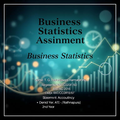 A professionally designed cover page for a Business Statistics assignment