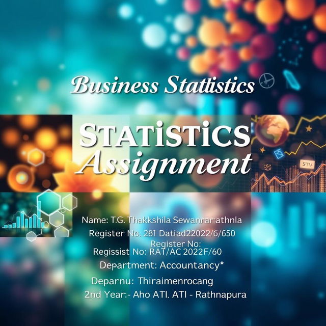 A professionally designed A4 size cover page for a Business Statistics assignment