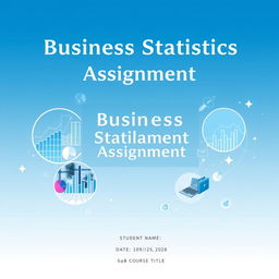 An A4 size cover page for a Business Statistics Assignment featuring an elegant and professional design