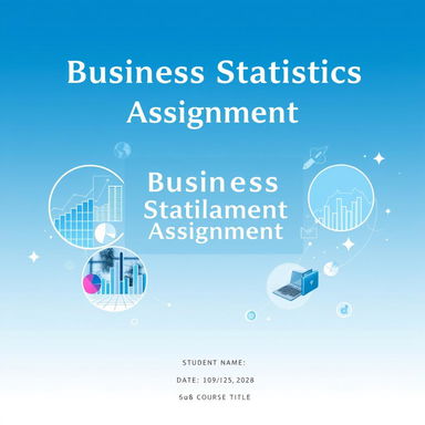 An A4 size cover page for a Business Statistics Assignment featuring an elegant and professional design