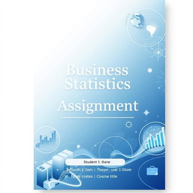 An A4 size cover page for a Business Statistics Assignment featuring an elegant and professional design