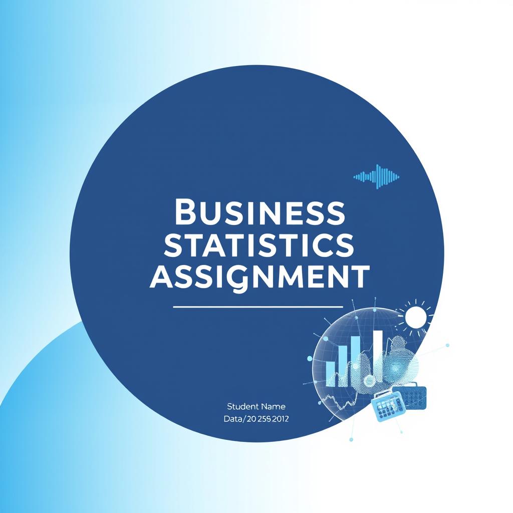 An A4 size cover page for a Business Statistics Assignment featuring an elegant and professional design